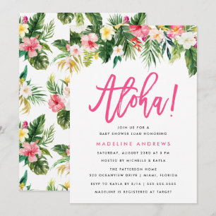 Aloha Floral   Convite ao Chá de fraldas tropical