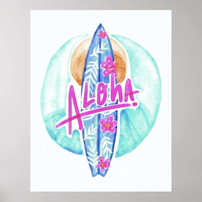 Aloha Hawaiian Surfer poster (Frente)
