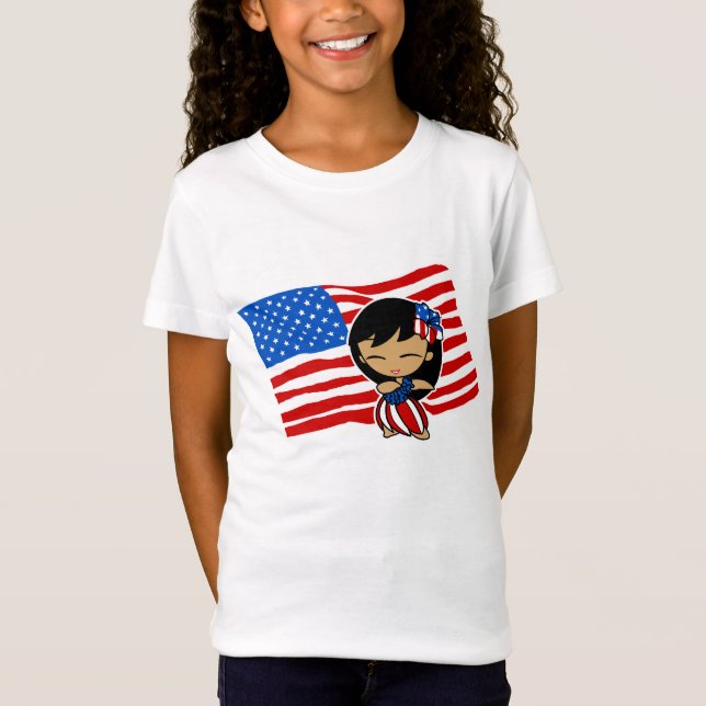 Aloha Honys USA Flag Hula Girl T-shirts (Frente)