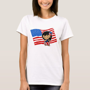 Aloha Honys USA Flag Hula Girl T-shirts