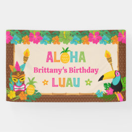 Aloha Luau Banner Tropical Havaiana de Aniversário