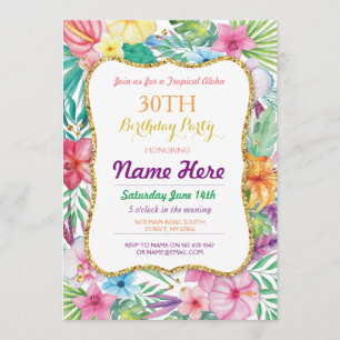 Aloha Luau Convite para Festas de aniversário Trop
