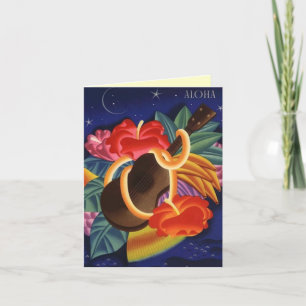 Aloha noite do hibiscus & do Ukulele dos cartões