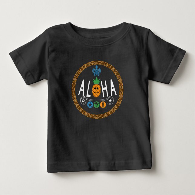Aloha Pineapple Design - Baby Fine Jersey T-Shirt (Frente)