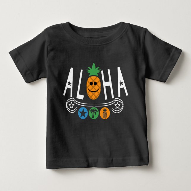 Aloha Pineapple Design - Baby Fine Jersey T-Shirt (Frente)