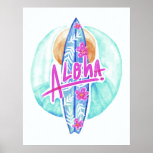 Aloha poster havaiano do surfista