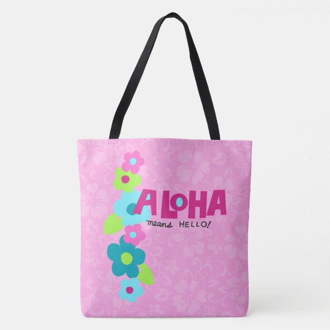 Aloha Quer Dizer Olá Bolsa de praia de Hibisco Hav (Frente)