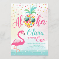 Aloha rosa do convite do aniversário do flamingo