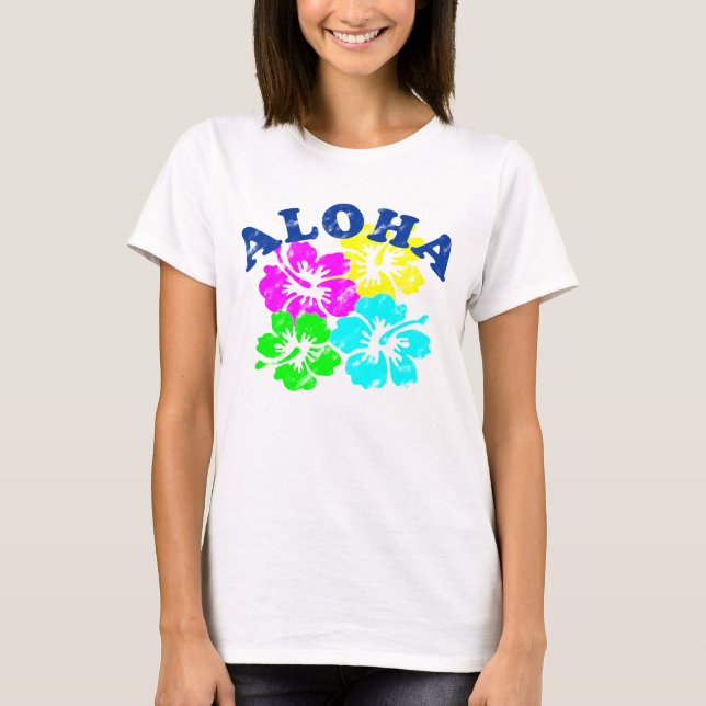 Aloha T-Shirt Colorful Hawaiian Flowers (Frente)