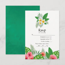 Aloha Tropical Leaves Beach Weding RSVP