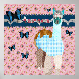 Alpaca Boho Borboletas Poster