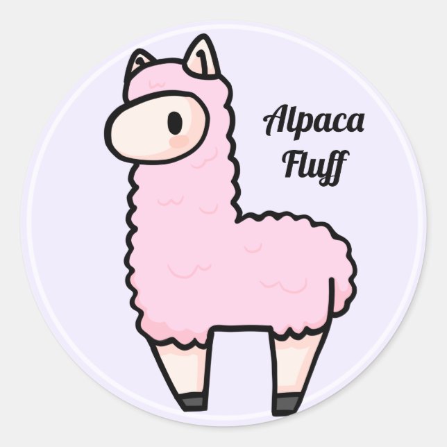 Alpaca fluff clássico adesivo redondo (Frente)