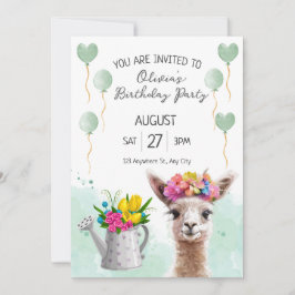 Alpaca llama Kid Birthday | Convite para chás de f