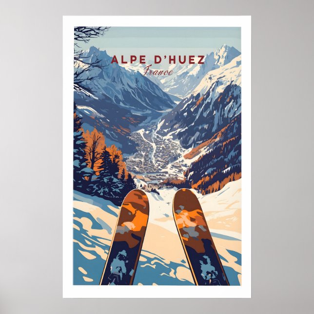 Alpe dHuez Impressão Esqui 1 (Frente)