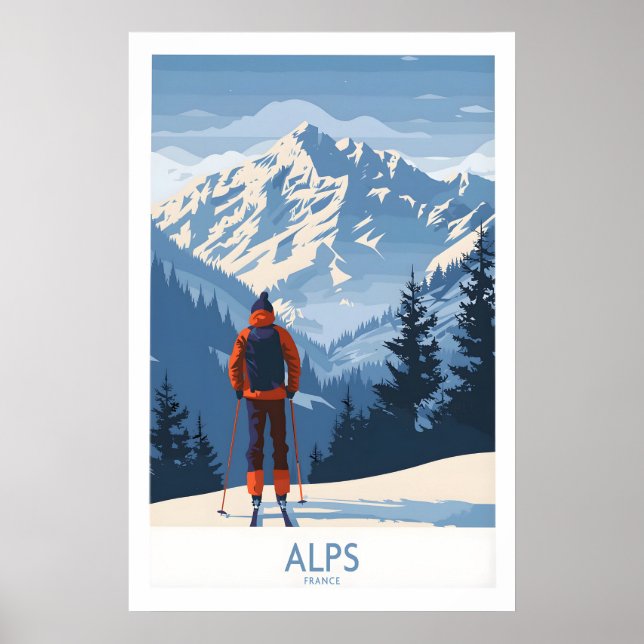 Alpes Impressão de Esqui - França 1 (Frente)
