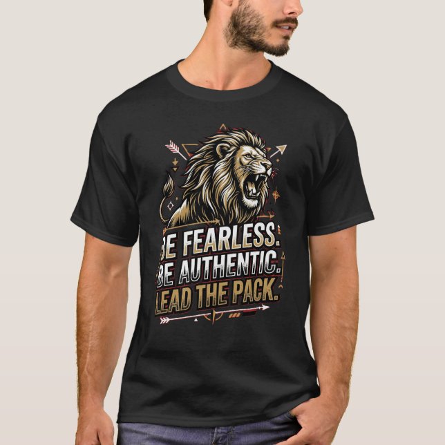 Alpha Mindset Lion T-Shirt – Be Fearless Lead The  (Frente)