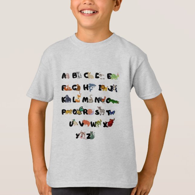 Alphabet Abc engraçado, camisa animais (Frente)