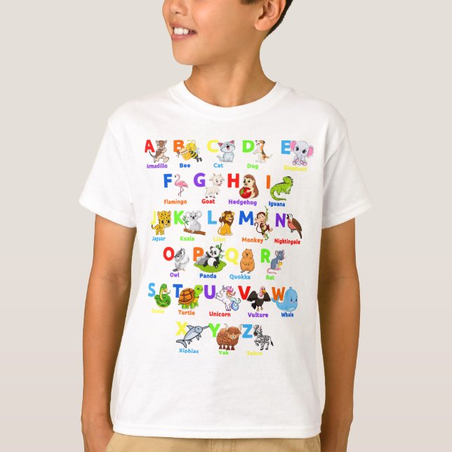 Alphabet Animal ABCs Learning Boy T-Shirt (Frente)
