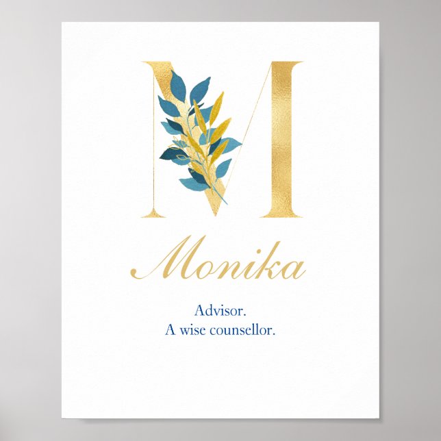 Alphabet letter M Wall poster Name and Significado (Frente)