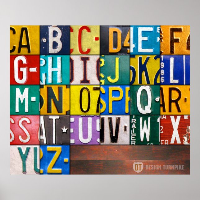 Alphabet Letters License Plate Art Poster (Frente)