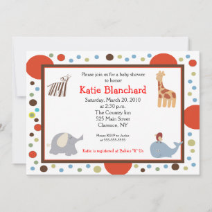 Alphabet Soup Dots 5x7 Chá de fraldas Convite
