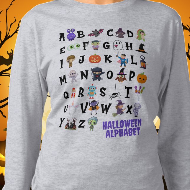 Alphabet Teacher de Halloween - Camiseta de Longa  (Criador carregado)
