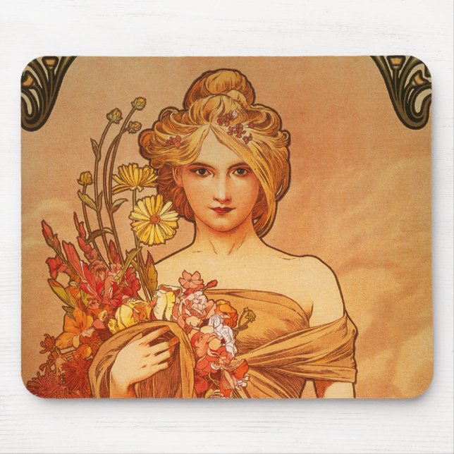 Alphonse (Alfons) Mucha Buquê Mousepad (Frente)