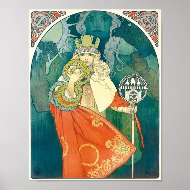 Alphonse Maria Mucha ~ Art Nouveau Poster (Frente)