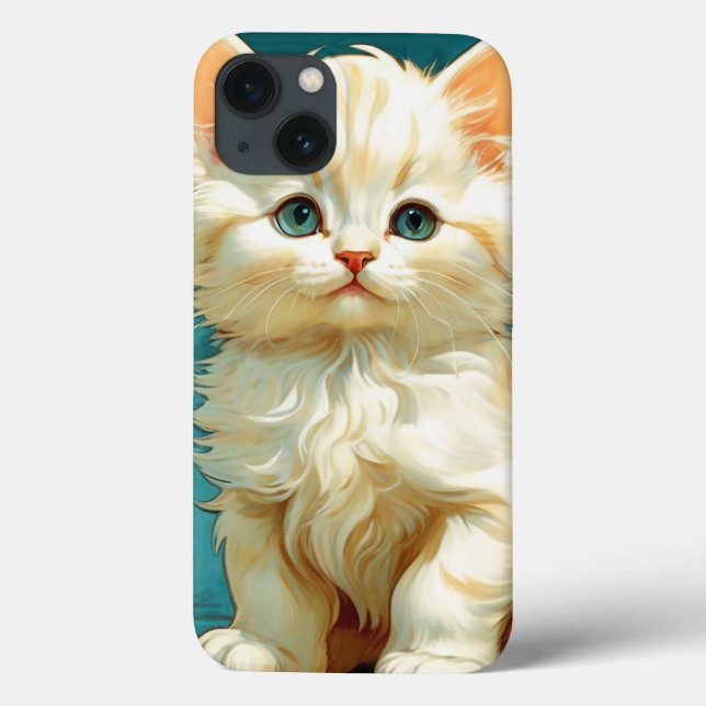 Alphonse Mucha Art Nouveau White Cat (Verso)