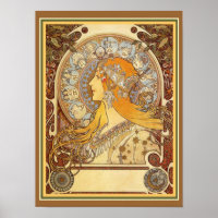 Alphonse Mucha Art Nouveau Zodiac Impressão 12 x 1