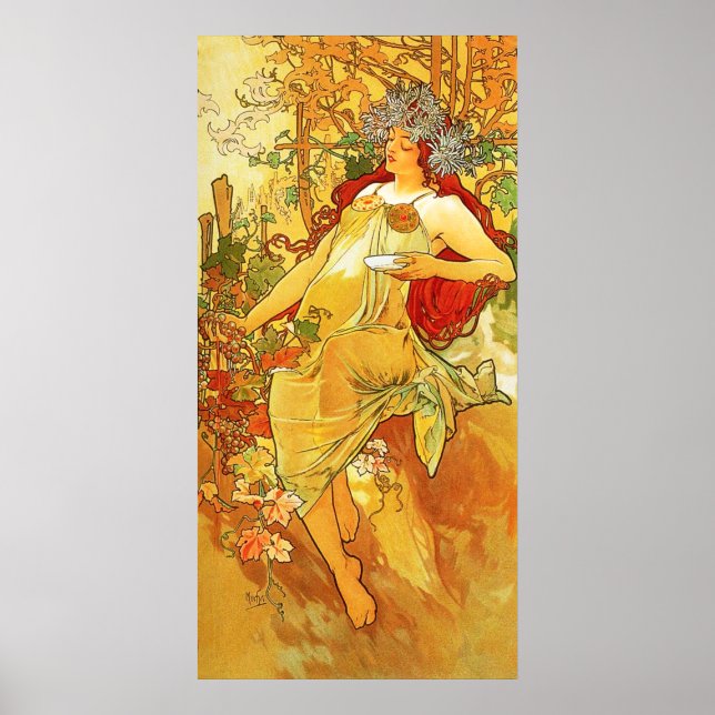 Alphonse Mucha Autumn Poster (Frente)