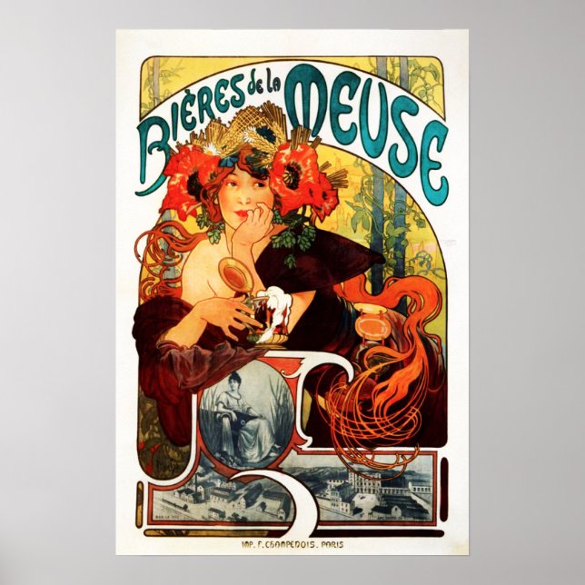 Alphonse Mucha Beer do Poster de Uso (Frente)