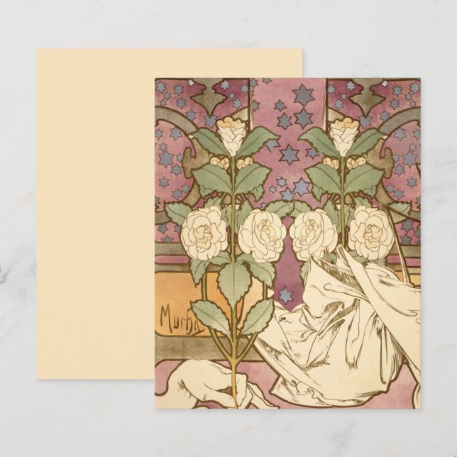 Alphonse Mucha Elegant Art Nouveau Stars Camellia  (Frente/Verso)