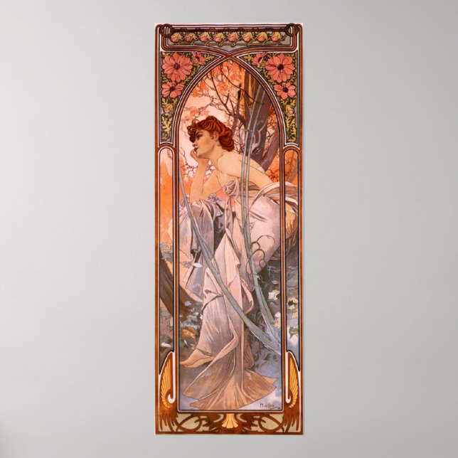 Alphonse Mucha Evening Poster (Frente)
