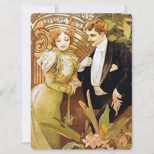 Alphonse Mucha Flirt Vintage Art Nouveau Romântico
