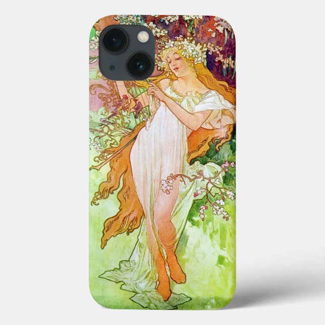 Alphonse Mucha Girl In Garden (Verso)