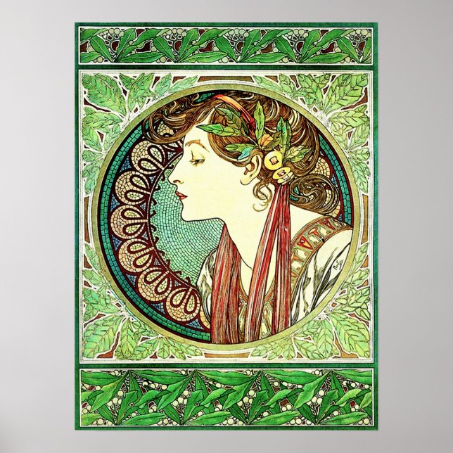 Alphonse Mucha Laurel Poster (Frente)
