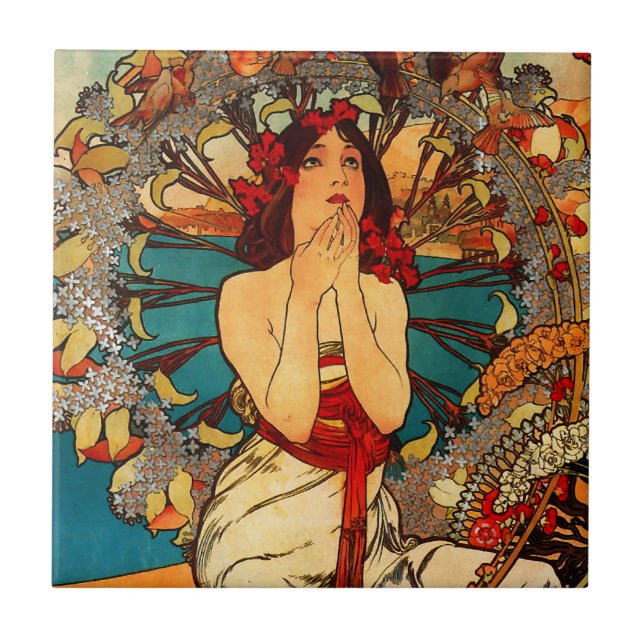 Alphonse Mucha Monte - azulejo de Carlo (Frente)