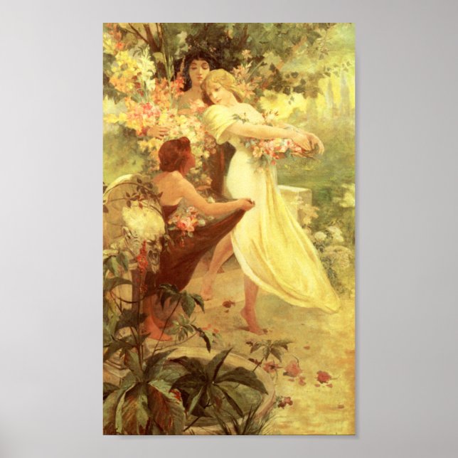 Alphonse Mucha Spirit de Primavera Poster (Frente)