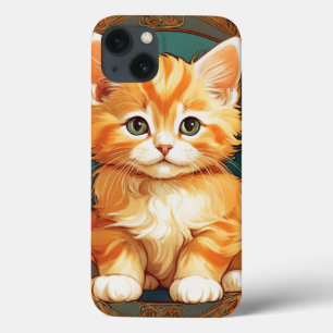 Alphonse Mucha Style Orange Cat