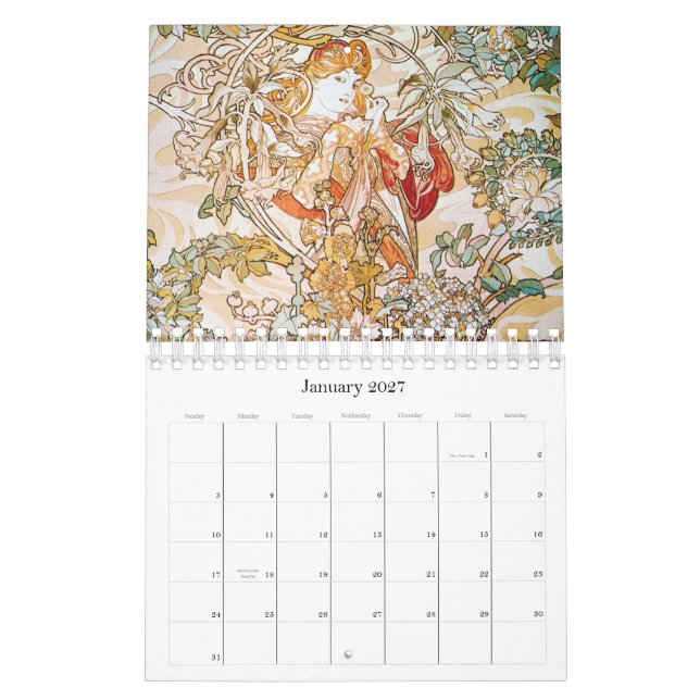 Alphonse Mucha Trabalho de arte Calendário (Jan 2027)