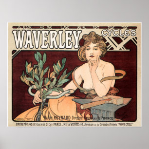 Alphonse Mucha Waverly Cycle Poster vintage Art