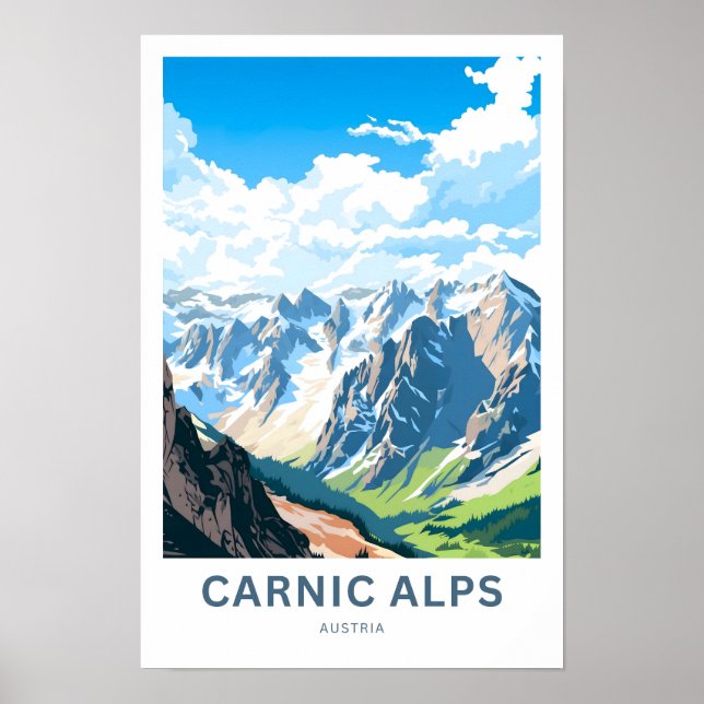 Alps de Carnic Áustria Viagem Impressão (Frente)