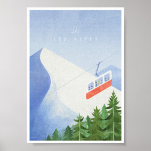 Alps Vintage Ski Travel Poster