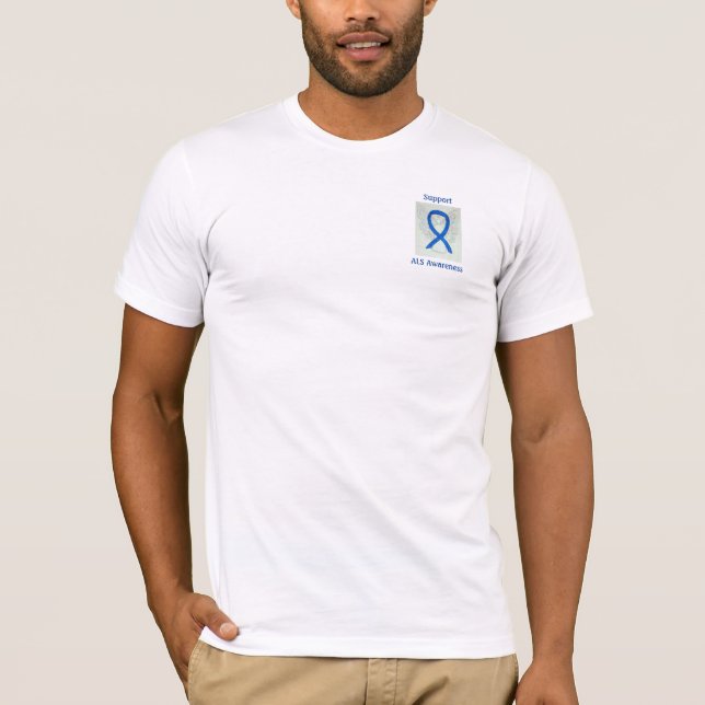 ALS Awarness Blue Ribbon Angel T-Shirt Roupa (Frente)