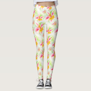 Alstroemeria floral Lily art Leggings peruanas