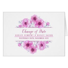 Alteração de data anêmona rosa casamento cartão ad