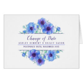 Alteração de data anemone azul casamento cartão ad