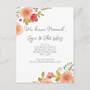 Alteração de endereço Cartão postal floral ele