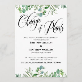 Alteração de Planos Cartão de Casamento Adiado Euc